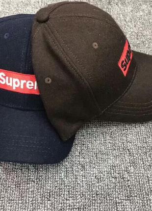 Зимова вовняна кепка бейсболка supreme