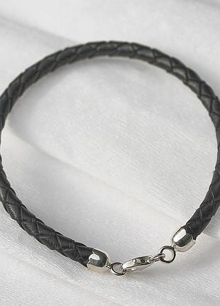 Браслет с плетеной кожи и серебра
