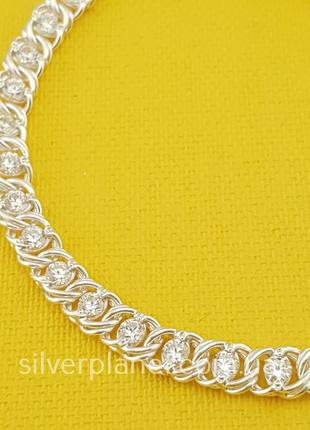 Универсальная длина! серебряный браслет арабка с камнями. женский браслетик на цепочке7 фото
