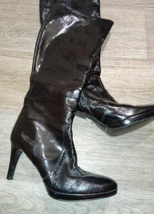 Тренд 🔥женские сапоги италия, демисезонные женские лаковые сапоги, женская обувь, взуття, черевики,2 фото