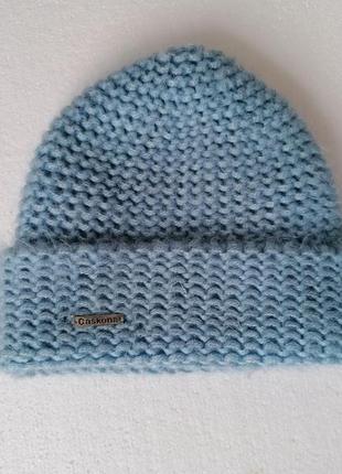 Caskona шапка блакитного кольору шерсть мохер фліс1 фото