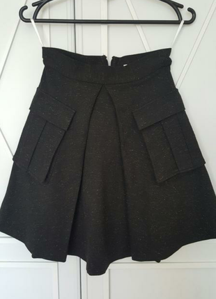 Стильная дизайнерская короткая юбка с карманами versace collection италия1 фото