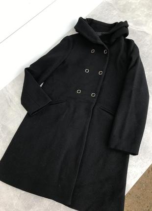 Zara вовняне пальто з каптуром
