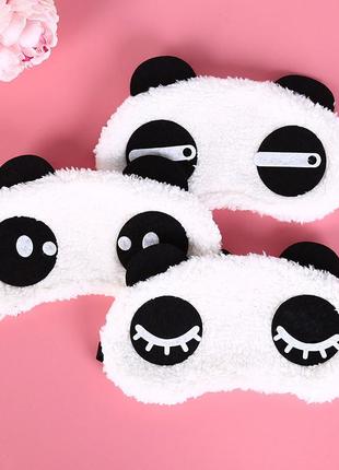 Маска для сна плюшевая "панда - 5". повязка на глаза детская. наглазная маска для женщин6 фото