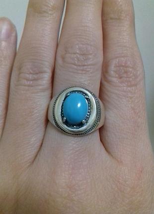 Серебряное кольцо с бирюзой(имитация) 17,5 р