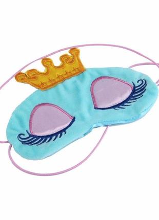Маска для сна шелковая "принцесса голубая". повязка на глаза детская. наглазная маска для женщин
