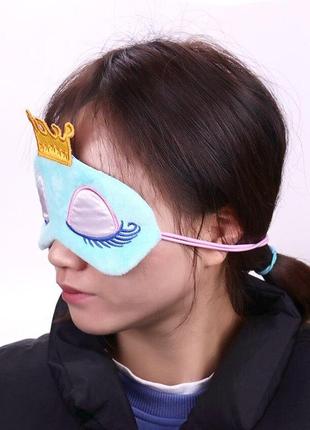 Маска для сна шелковая "принцесса голубая". повязка на глаза детская. наглазная маска для женщин7 фото