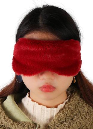 Маска для сну плюшева "plush червона 1". пов'язка на очі дитяча. наглазна маска жіноча10 фото