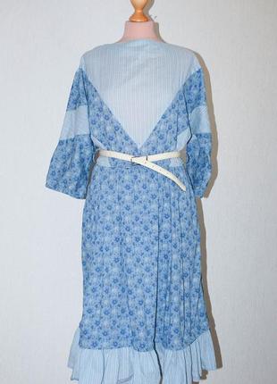 Платье винтажное с рюшей кокеткой винтаж  с рукавом пышной широкой юбкой2 фото