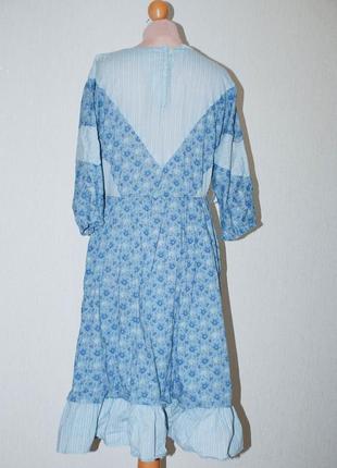 Платье винтажное с рюшей кокеткой винтаж  с рукавом пышной широкой юбкой4 фото