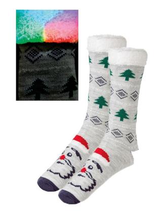 Новорічні термо шкарпетки на хутрі з підсвіткою livergy, 39-42, 43-46