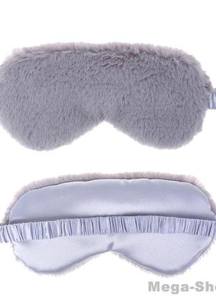 Маска для сна плюшевая "plush серая". повязка на глаза детская. наглазная маска женская