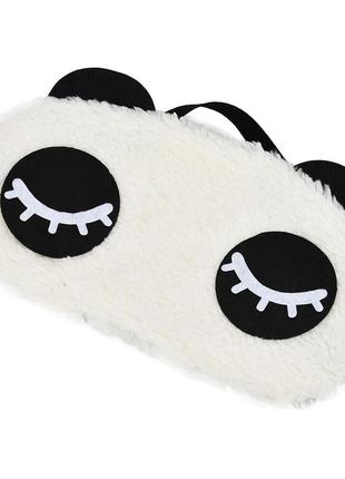 Маска для сна плюшевая "панда - 2". повязка на глаза детская. наглазная маска для женщин1 фото