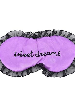 Маска для сну шовкова "sweet dreams фіолетова" пов'язка на очі для жінок. наглазна маска1 фото