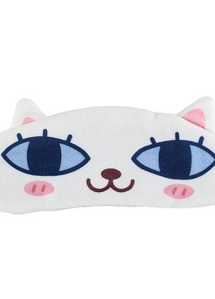 Удобная и милая маска для сна "котик 5 белая" повязка на глаза детская. наглазная маска женская