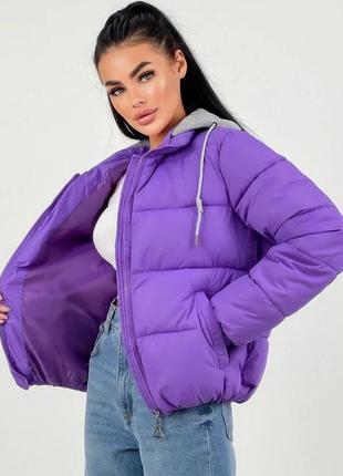 Куртка дутик фиолетовая1 фото