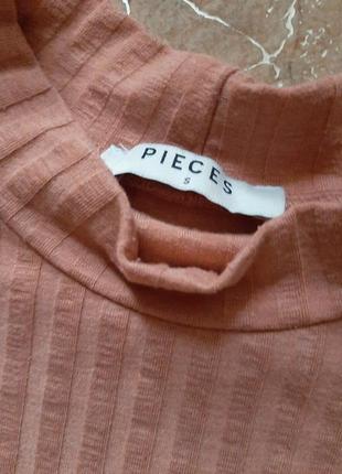 Гольф лонгслів під горло футболка рукав довгий короткий водолазка рубчік рожева s 36 44