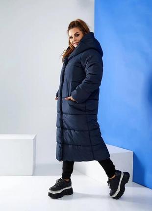 42-60р пальто зимове жіноче -25 градусів нижче колін з капішоном наповнювач силікон 300 женское зимн
