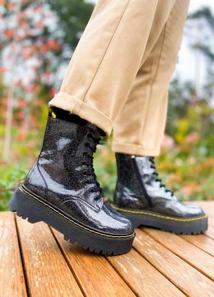 Женские высокие кожаные ботинки с мехом dr.martens jadon galaxy(premium) c застібкою 💥 хутро2 фото