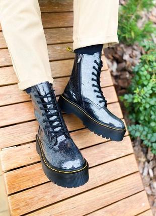 Женские высокие кожаные ботинки с мехом dr.martens jadon galaxy(premium) c застібкою 💥 хутро7 фото