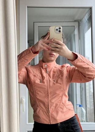 Курточка моди 2000-х років, персикового кольору4 фото