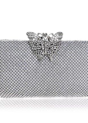 Клатч - бокс из камней женский, серебро бабочка 10511 фото