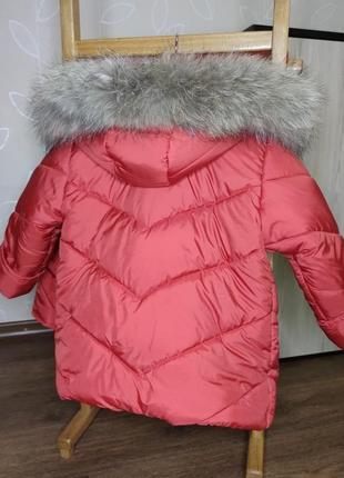 Дитячий зимовий комбінезон червоний з хутром єнот 86-164 р6 фото