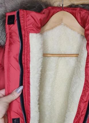 Дитячий зимовий комбінезон червоний з хутром єнот 86-164 р4 фото