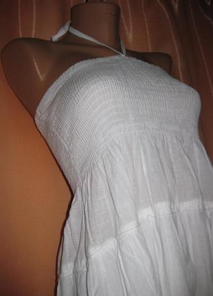 Шикарный белый сарафан миди с вышивкой хl l м s км1254 по низу нитью с отблеском, большой размер5 фото