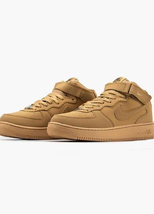 Nike air force 1 mid бежевые зимние кроссовки найк3 фото