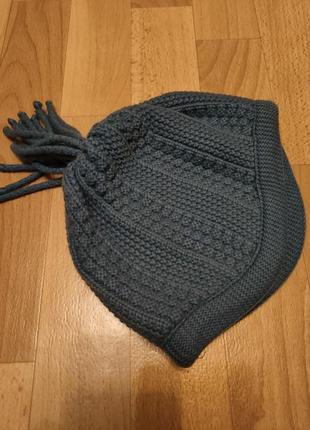 Шапка жіноча зимня 49*21 синьо-сіра вовна 50%