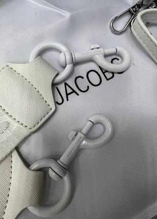 Біла жіноча трендова шкіряна жіноча сумка в стилі marc jacobs2 фото