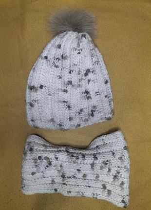 Шапка та хомут для дівчинки 50-52см