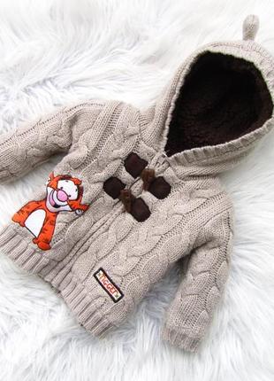 Теплая вязаная тепла в'язана кофта светр свитер джемпер худи толстовка с капюшоном и ушками george