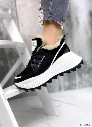 Зимние натуральные кроссовки - alex, черные, натуральная кожа8 фото
