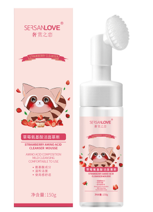 Пінка-мус для вмивання sersanlove strawberry amino acid cleanser mousse