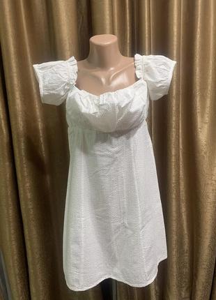 Лёгкое белое платье сарафан asos  хлопок жатка  размер 14/ xl1 фото