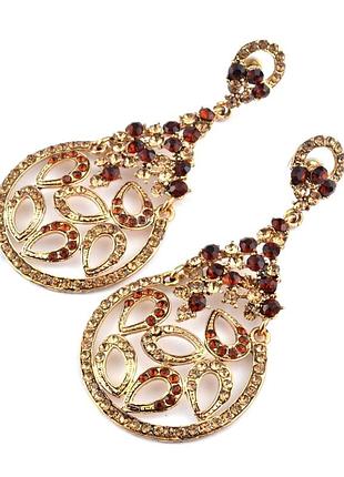 Серьги длинные с камнями цветные сг3796-2 длина 8см