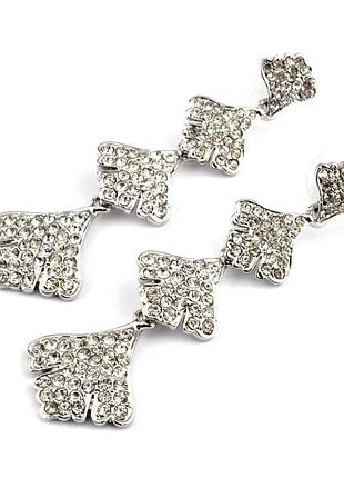 Серьги длинные белые со стразами сг3560-2