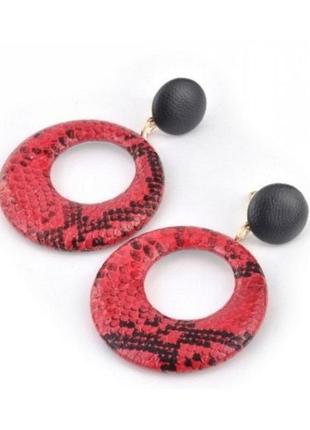 Сережки касные з екошкіри, довжина 5,5 см сг3180-11