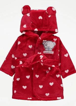Комплект george 3-6 мес. мишка teddy тедди плюшевый халат пижама пижамка халатик с халатом детский классный теплый махровый банный набор человечек8 фото