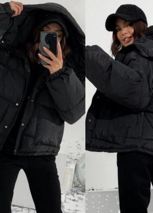 Тепла куртка пуховик в стилі zara відмінна якість🥰5 фото