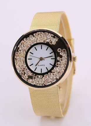 Женские оригинальные наручные часы браслет с камнями