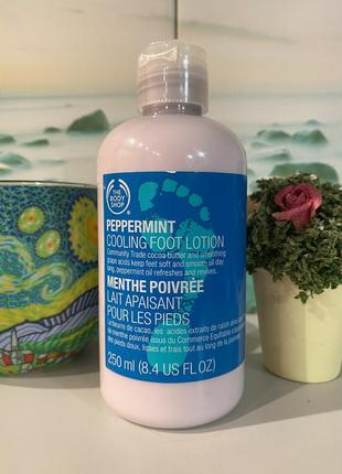 The body shop 🇬🇧 peppermint молочко лосьон для ног с маслом какао, виноградными кислотами и маслом мяты перечной