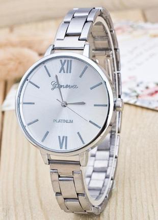 Женские модные часы geneva серебро круглый циферблат