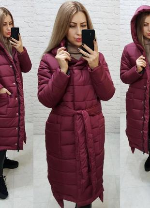 Aiza пальто пуховик теплий куртка зимова жіноча а032 бордо бордово кольору бордовий