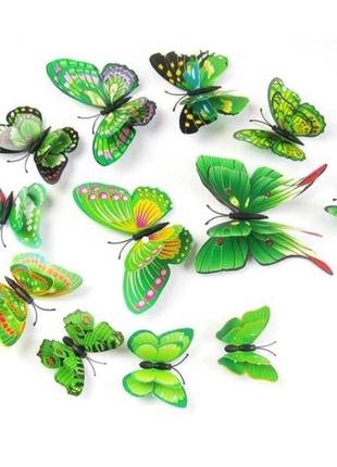 4d метелики для декору з магнітом і двостороннім скотчем зелені