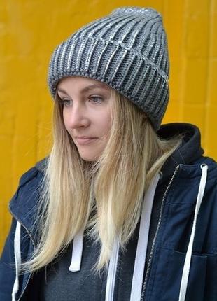 Срібляста зимова шапка з фольгованим напиленням р. 55-58 150
