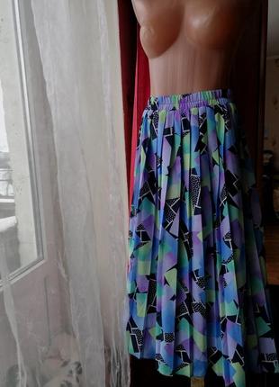 💙спідниця плісе в геометричний принт 💙спідниця міді в складку