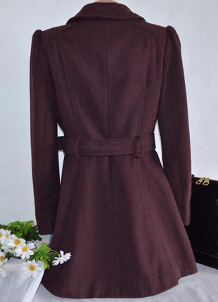 Брендовое бордовое демисезонное пальто на молнии с поясом и карманами new look вьетнам3 фото
